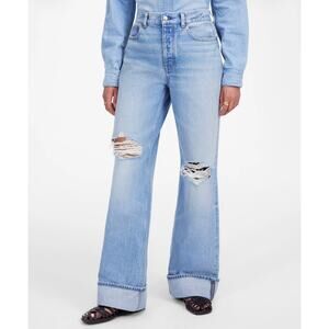 Madewell Low-Slung Baggy Wide Leg Jeans Distressed Hallstead Wash NWT Size 30